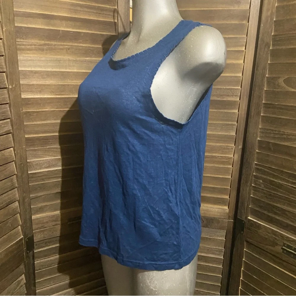 WRAP London Tank Top Cami 100% Linen Size 8 Medium Coastal Blue Elevated Basics - Picture 8 of 8